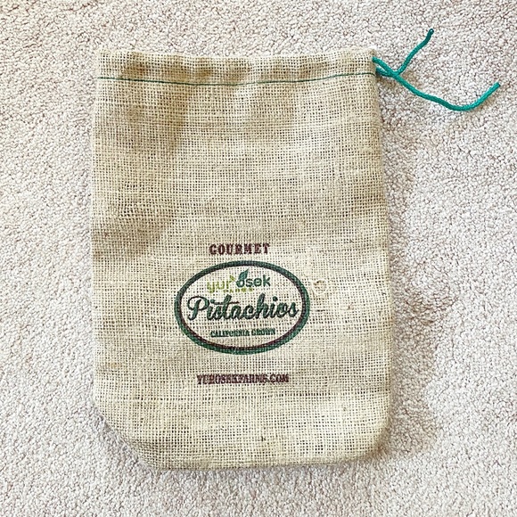 Yurosek Farms Other - Beige & green Gourmet Pistachios burlap bag